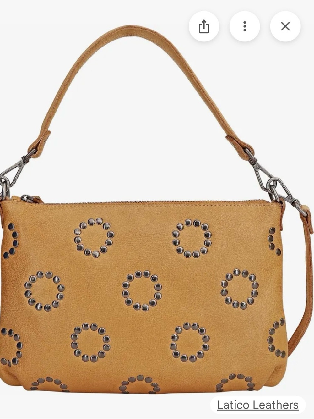 Tan Leather Stevie “Studs” Shoulder/Crossbody  Bag